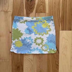 Express Y2K blue and green floral skirt